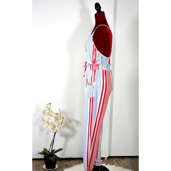 Echo Sleepwear Women's Striped Red & Blue Sleeveless Pajama Set Size Small 2279 - Picture 4 of 10